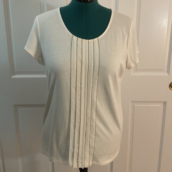 NWT Ann Taylor Misses XL Chiffon-Trimmed Tee - Picture 1 of 5